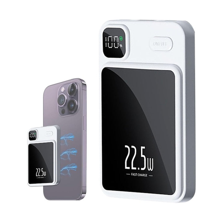 Baterie Externa MagSafe 10000mAh - Techsuit Wireless MagSafe Power Bank (PB-WM1) - White