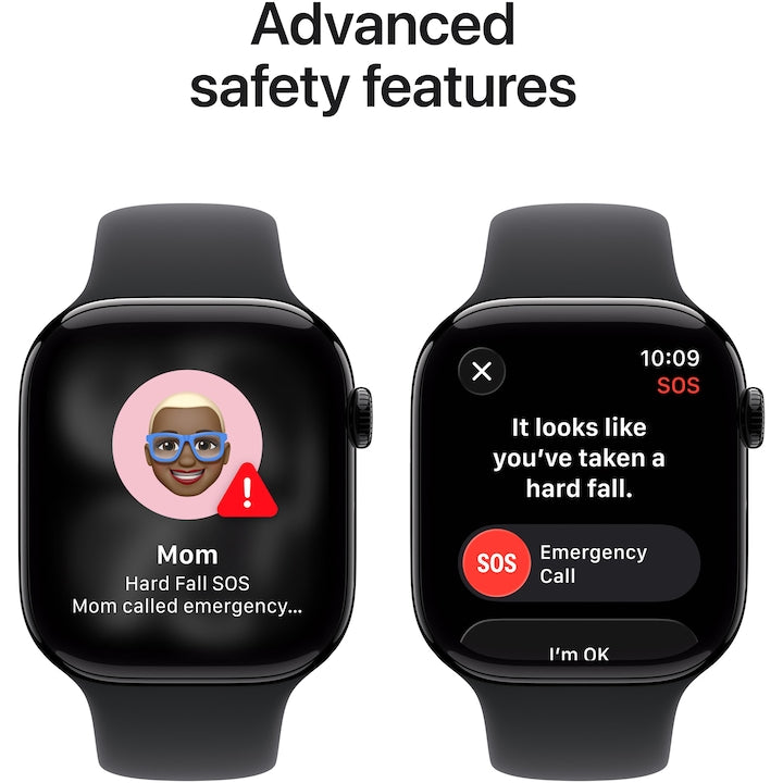 Apple Watch 11 GPS + Cellular, Carcasa Jet Black Aluminium 46mm, Black Sport Band - M/L