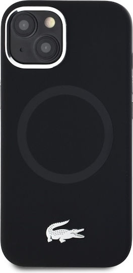 Husa Lacoste Silicone Croco Logo Magsafe Back Cover Plastic / Silicon Negru (iPhone 15)