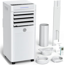 Aer conditionat portabil 9000 BTU cu dezumidificator 4 în 1, ventilator de răcire cu 2 viteze, afișaj digital și telecomandă, kit pentru fereastră, temporizator de 24 de ore pentru camere de până la 25 m²/78 m³.
