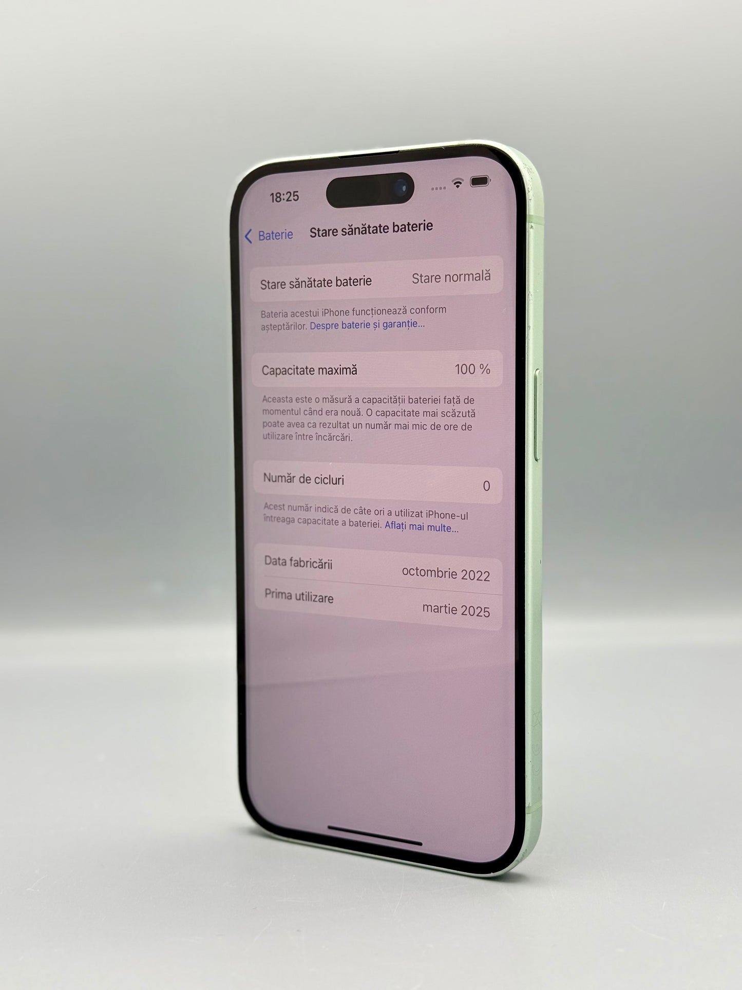 iPhone 15, 128 GB, Baterie 100%, Verde