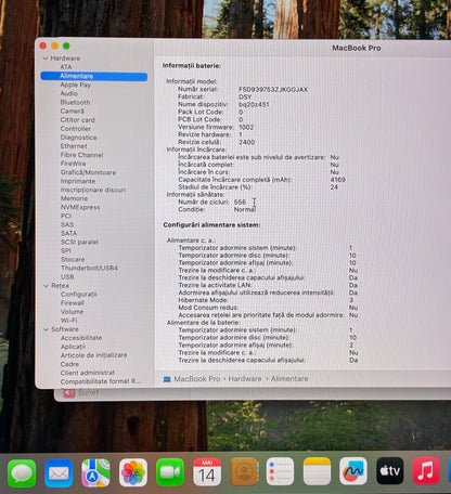 Laptop Apple MacBook Pro 13" 2019, i5, 8GB RAM, 128GB SSD, 556 Cicluri