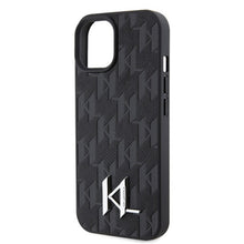Husa Karl Lagerfeld, Hardcase Leather Monogram pentru iPhone 15, Negru