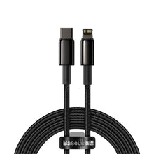 Cablu de date cu încărcare rapidă Baseus Tungsten Gold, de la Type-C la iP PD, 20W (2m), negru