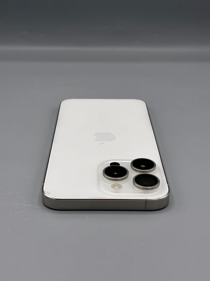 iPhone 15 Pro Max, 256GB, Fisurat colt, Baterie 100%, White