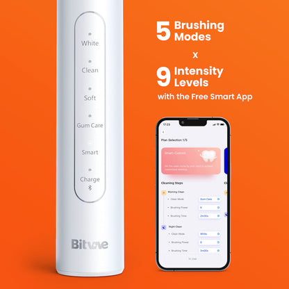 Periuță de dinți electrică inteligentă Bitvae S2, ultrasonică, cu 8 capete de periaj, senzor de presiune și toc de călătorie inclus, 5 moduri, Negru sau Roz