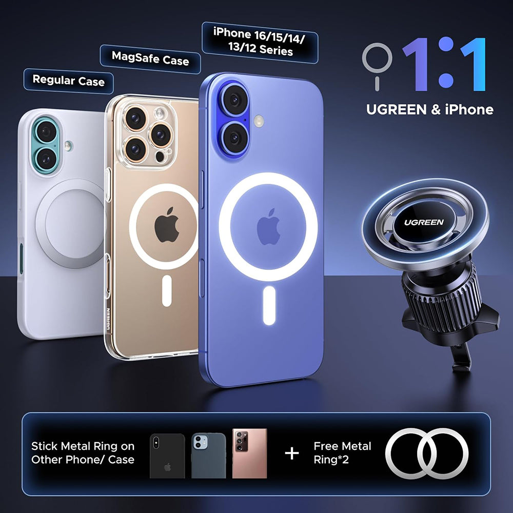 Suport telefon auto Ugreen  LP845 (65764) - for Air Vent, with Hook, 360° Adjustable Angle Rotation, MagSafe Compatible - Black