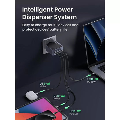 Incarcator priza Ugreen X570 (45575) - USB, 3x Type-C, GaN Technology, 140W - Space Grey