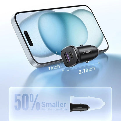 Incarcator auto Ugreen  EC305 (25845) - USB, Type-C, 30W, LED Light, Practical Design - Black