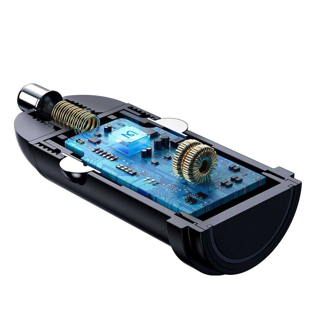 Încărcător auto Mcdodo Obsidian, 30W, USB-C, PD, cu cablu 1.2m, negru