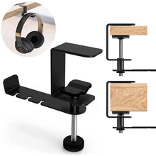 Suport birou multifunctional universal Mobster, organizator pentru casti, cabluri, negru