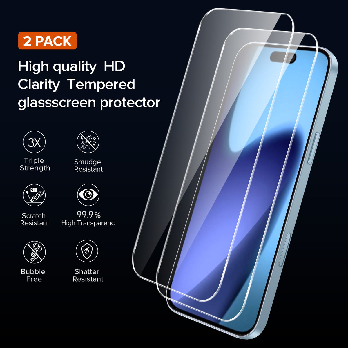 Husa transparenta 3 in 1 iPhone 17 Pro + 2 folii sticla securizata