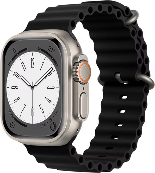 Techsuit - Curea de ceas (W038) - Apple Watch 1/2/3/4/5/6/7/8/9/10/SE/SE 2 (38/40/41/42mm) - Negru