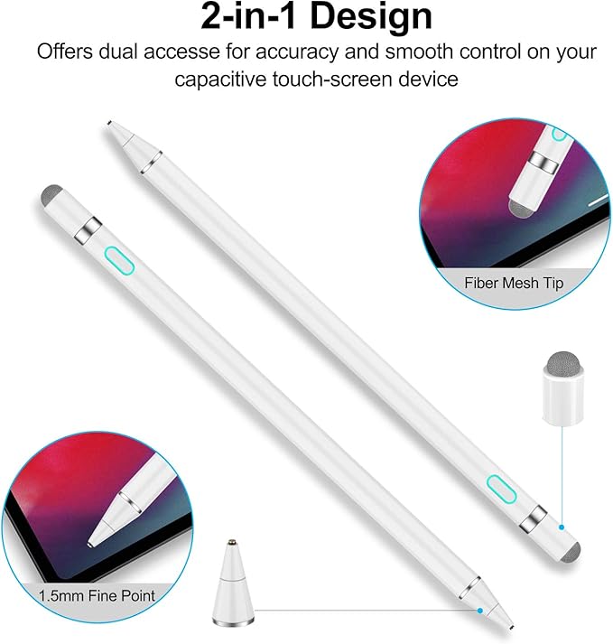 Stilou capacitiv reîncărcabil pentru, vârf ultrafin de 1,5 mm și port de încărcare magnetic