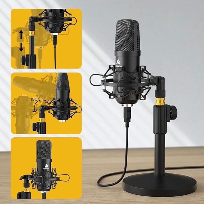 Kit microfon USB MAONO 192KHZ/24BIT AU-A04T PC Condensator Podcast Streaming Microfon cardioid Plug & Play pentru computer, YouTube, înregistrare jocuri