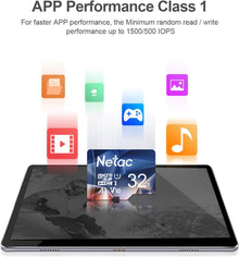 Card de memorie Netac MicroSDHC de 32GB, viteză de citire/scriere până la 90/10MB/s, card TF pentru înregistrare video 4K Full HD, UHS-I, C10, U1, A1, V10