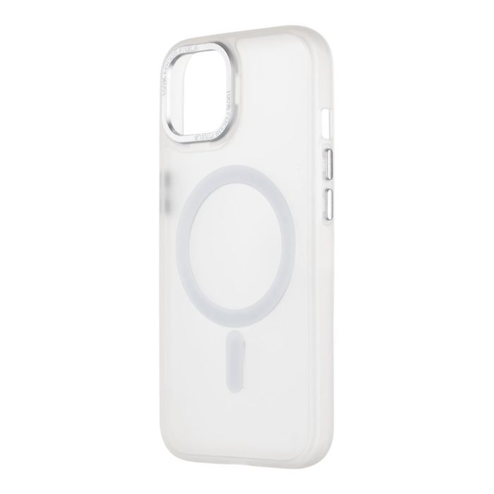 Husa MagSafe OBALME Misty Keeper pentru iPhone 15, Alb-Transparent