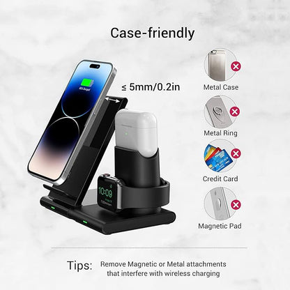 Incarcator Wireless 3 in 1 Compatibil Cu iPhone
