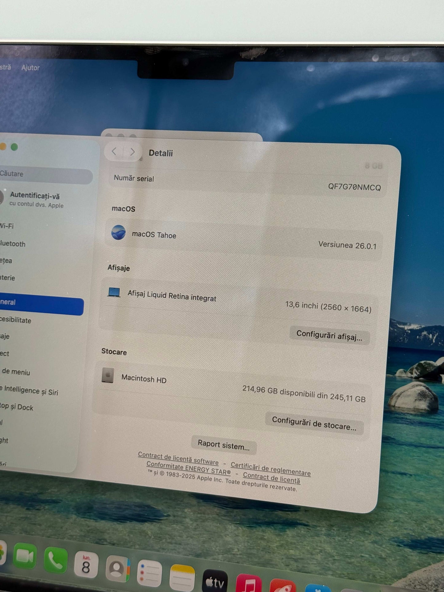 Macbook Air 13,3" | Procesor M2 | 8 GB RAM | 250 GB SSD | 28 Cicluri