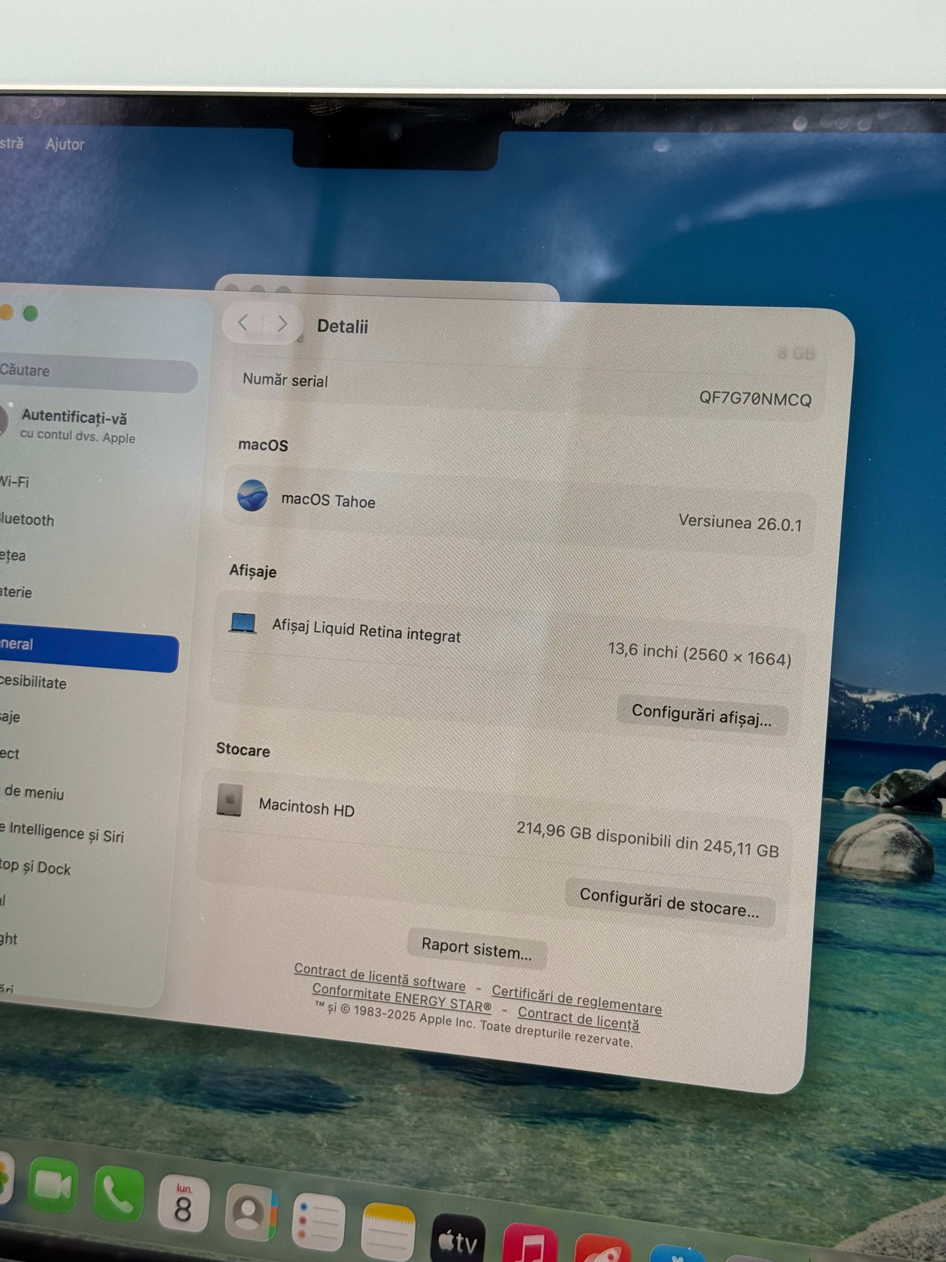 Macbook Air 13,3" | Procesor M2 | 8 GB RAM | 250 GB SSD | 28 Cicluri