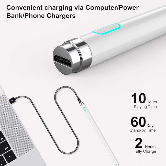 Stilou capacitiv reîncărcabil pentru, vârf ultrafin de 1,5 mm și port de încărcare magnetic