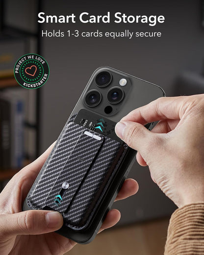 Portofel pentru Telefon cu Functie de Suport Birou - Carbon Fiber