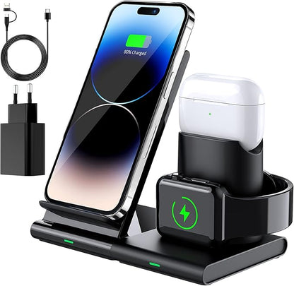 Incarcator Wireless 3 in 1 Compatibil Cu iPhone