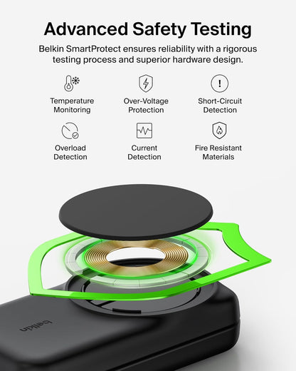 Încărcător wireless Belkin UltraCharge 3 în 1, Qi2, 25W, magnetic, compatibil MagSafe, pentru iPhone 17 / iPhone Air / Apple Watch / AirPods / Pixelsnap, adaptor 45W inclus,