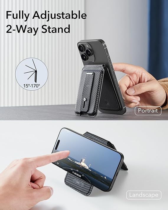 Portofel pentru Telefon cu Functie de Suport Birou - Carbon Fiber