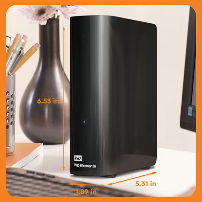 RESIGILAT: Western Digital Elements Desktop external hard drive 22 TB,  Black