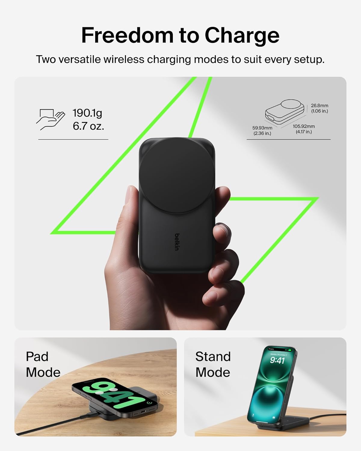 Încărcător wireless Belkin UltraCharge 3 în 1, Qi2, 25W, magnetic, compatibil MagSafe, pentru iPhone 17 / iPhone Air / Apple Watch / AirPods / Pixelsnap, adaptor 45W inclus,