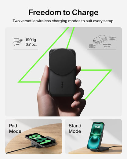 Încărcător wireless Belkin UltraCharge 3 în 1, Qi2, 25W, magnetic, compatibil MagSafe, pentru iPhone 17 / iPhone Air / Apple Watch / AirPods / Pixelsnap, adaptor 45W inclus,