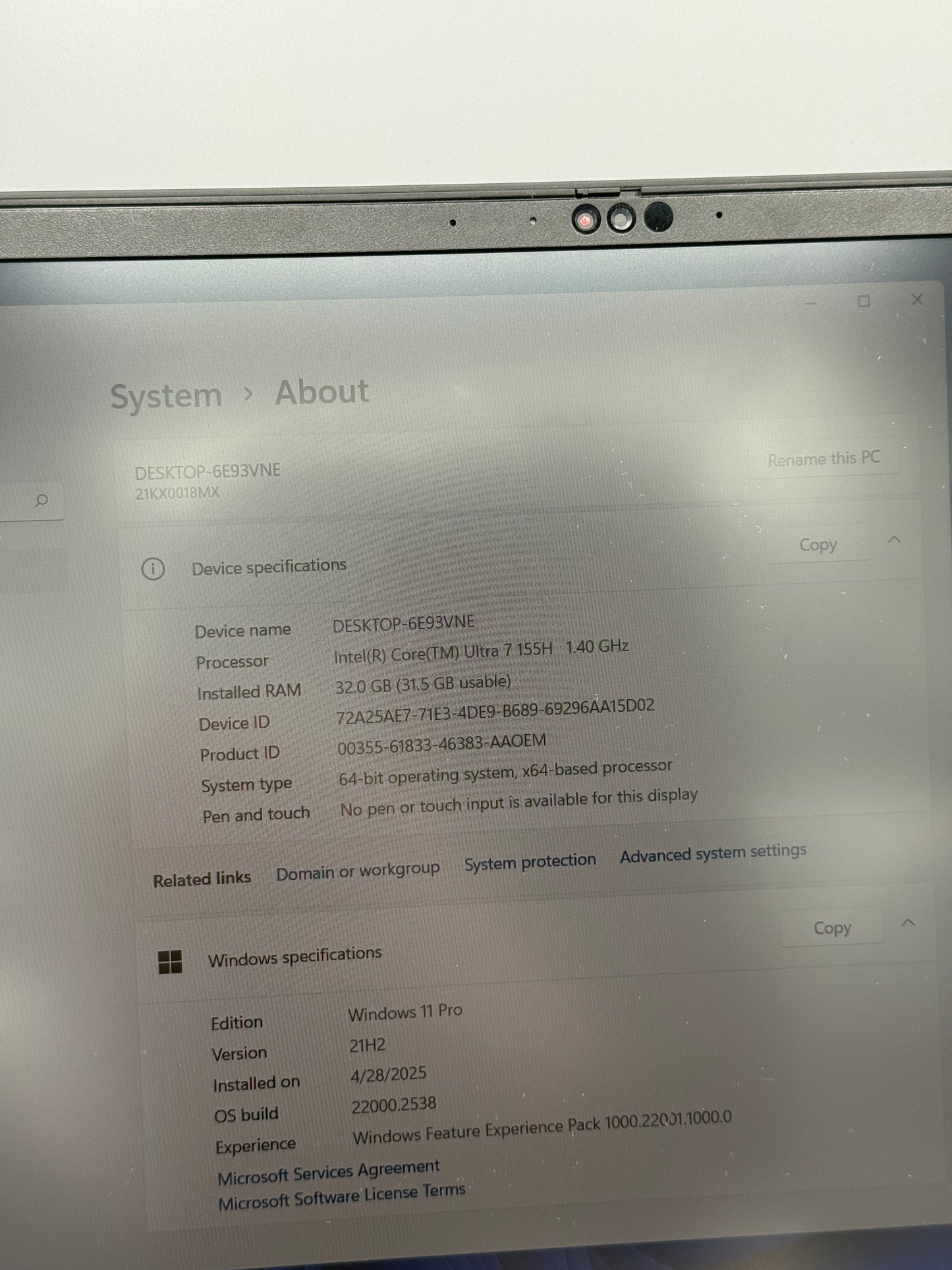 Laptop Lenovo ThinkPad P16v Gen 2 | Intel Core Ultra 7 | 1 TB SSD | 32 GB RAM | Nvidia RTX A1000 6GB | An 2024 | Second-Hand