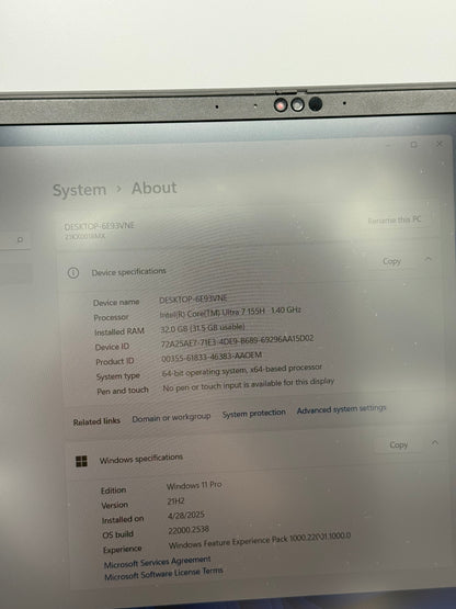 Laptop Lenovo ThinkPad P16v Gen 2 | Intel Core Ultra 7 | 1 TB SSD | 32 GB RAM | Nvidia RTX A1000 6GB | An 2024 | Second-Hand