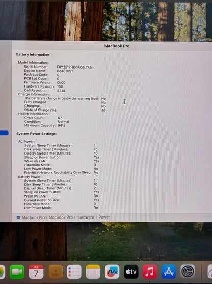 Laptop Apple MacBook Pro 14" 2023, M2 Pro, 16GB RAM, 512GB SSD, Baterie 94%, 67 Cicluri