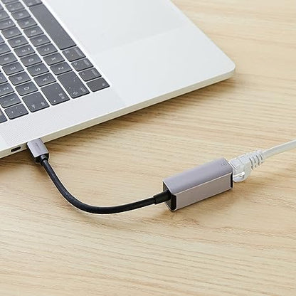 Adaptor Retea Amazon Basics, USB-C la RJ45, Gigabit Ethernet 10/100/1000 Mbps, Carcasa Aluminiu, Portabil, Gri