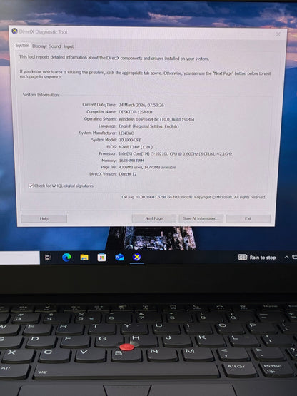 Laptop Lenovo ThinkPad X1 Carbon, Intel Core i5-10210U, 0 Cicluri, 14", 16GB RAM, 512GB SSD, Negru