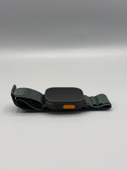 Apple Watch Ultra 2, GPS, Cellular, 49MM, Baterie 96%,Black Titanium, Curea Green Alpine