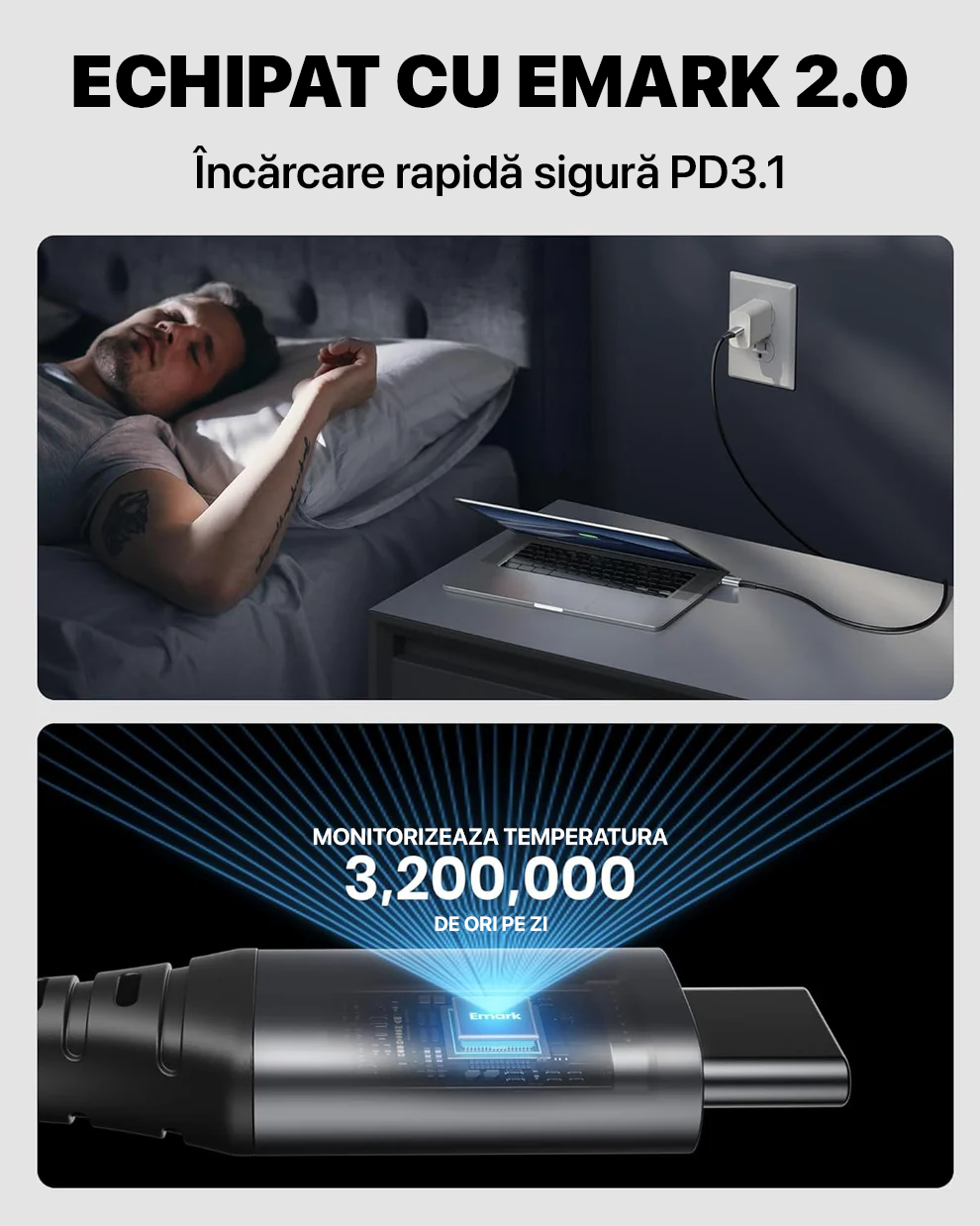 Cablu Încărcare USB-C INIU, 240 W, Pachet 2 bucăți, Premium, Lungime 2 Metri, Power delivery, Type-C, Super fast charge﻿