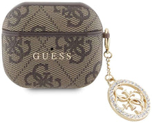 Husa Guess 4G Script PC/PU Charm pentru AirPods 3 Maro
