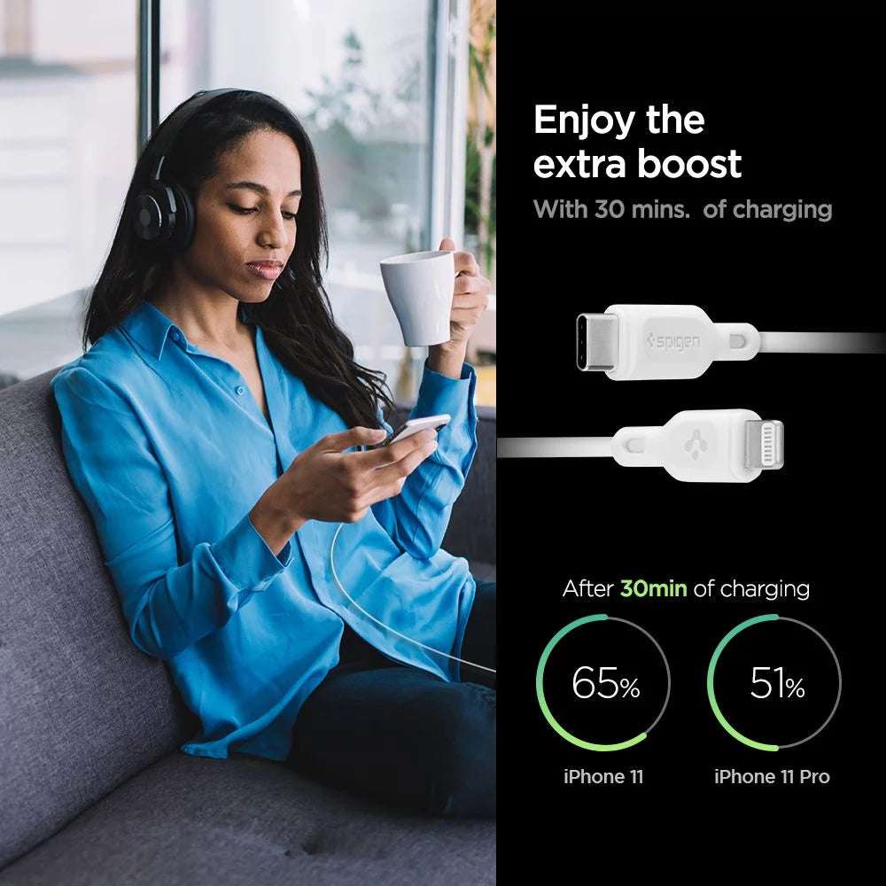 Încărcător SPIGEN PE2C10CL 1-PORT WALL CHARGER PD20W + LIGHTNING CABLE WHITE