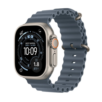 Apple Watch Ultra 2, GPS, Cellular, 49MM, Baterie 90%,Natural Titanium, Curea Blue Ocean Band