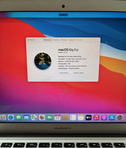 MacBook Air 13'' 2014, 4GB RAM, 128GB SSD, 227 Cicluri, Silver, Incarcator inclus