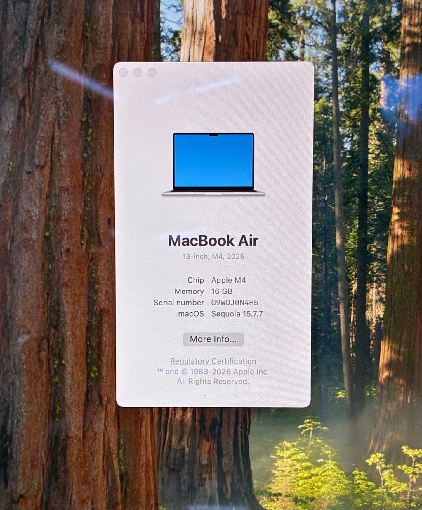 MacBook Air 13" (M4) 2025, 16 GB RAM, 256GB SSD, Baterie 100%, 11 Cicluri, Silver