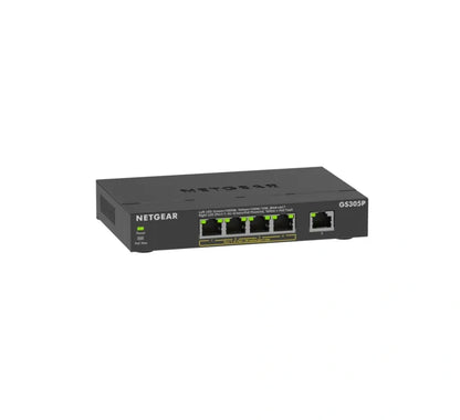 Switch Netgear GS305P v3, 5 porturi Gigabit, 4 porturi PoE+, buget PoE 63W, negestionat