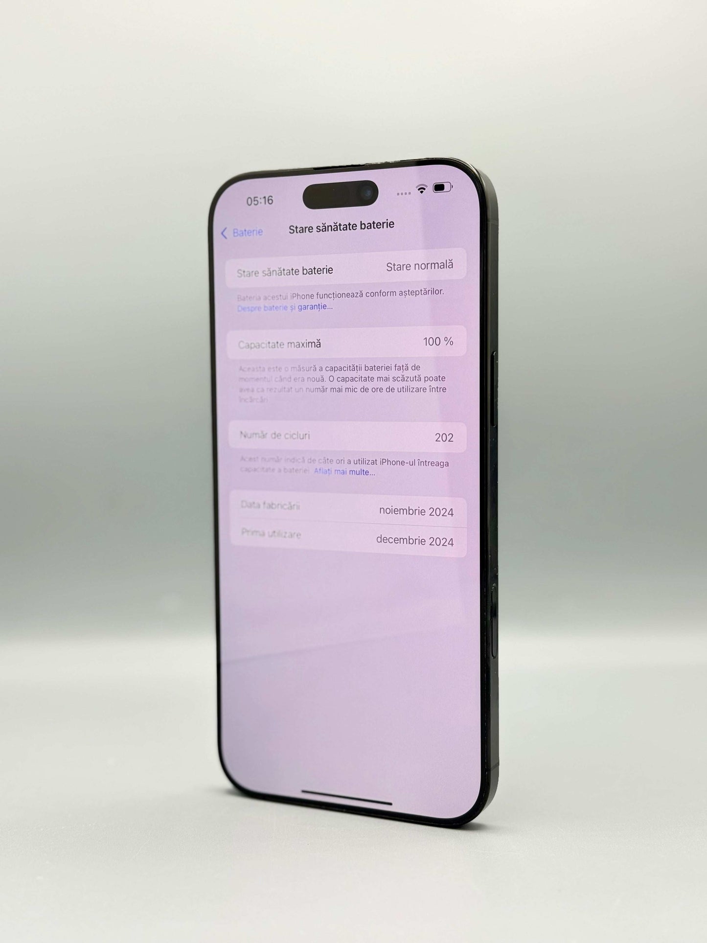 iPhone 16 Pro Max, 256 GB, Baterie 100%, 202 Cicluri, Black Titanium