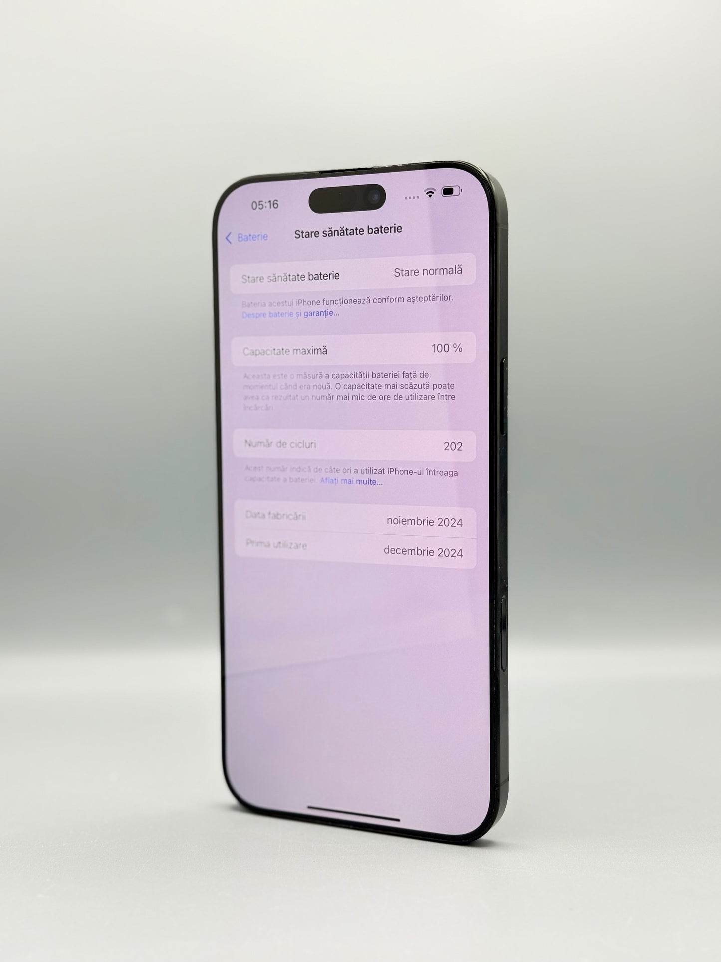 iPhone 16 Pro Max, 256 GB, Baterie 100%, 202 Cicluri, Black Titanium