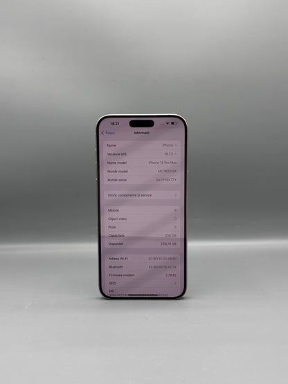 iPhone 15 Pro Max, 256GB, Baterie 100%, Cicluri 0, Alb