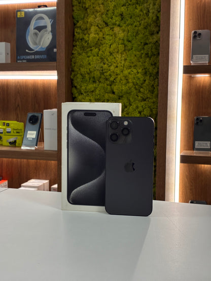 iPhone 15 Pro Max, 256GB, Baterie 89%,322 cicluri, Negru