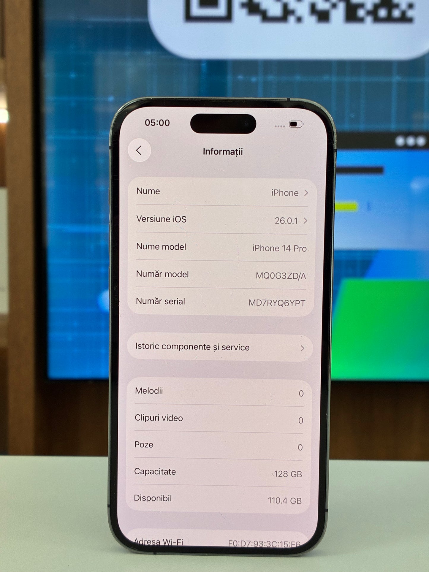 iPhone 14 Pro, 128GB, Baterie 100%, Deep Purple